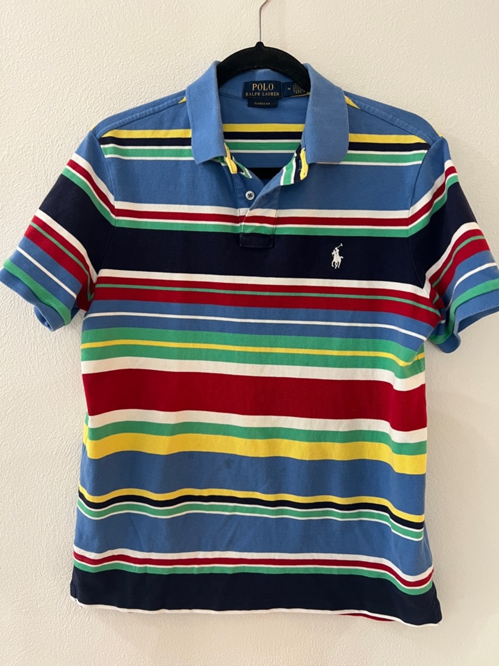 Classic Polo by Ralph Lauren New England Blue multi Classic fit Sz Medium